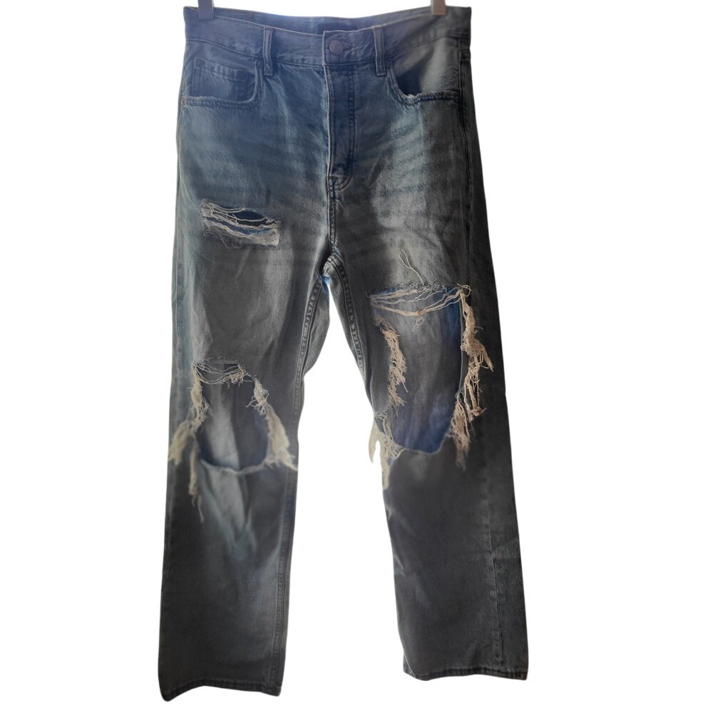 Aeropostale 90s Baggy Distressed Light Wash High Rise Button Fly‎ Jeans Blue
